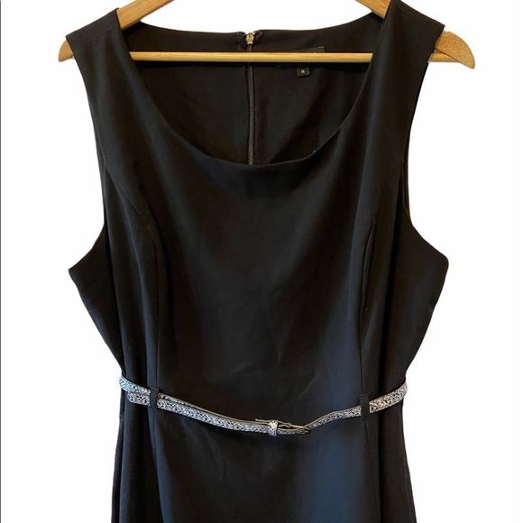 JESSICA Black Snakeskin Belted Sleeveless Dress 18 - Picture 3 of 7